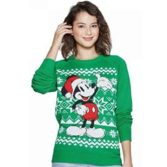 Disney Mickey Mouse Santa Fair Isle Sweater in NWT XS - Picture 1 of 3